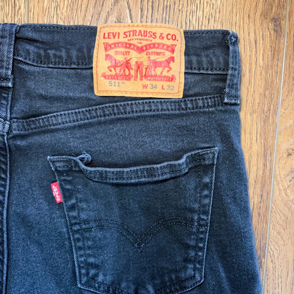 Levis 511 Slim Fit Jeans Mens 33x30 Faded Black Denim Pant Casual Stretch skater - Picture 4 of 11